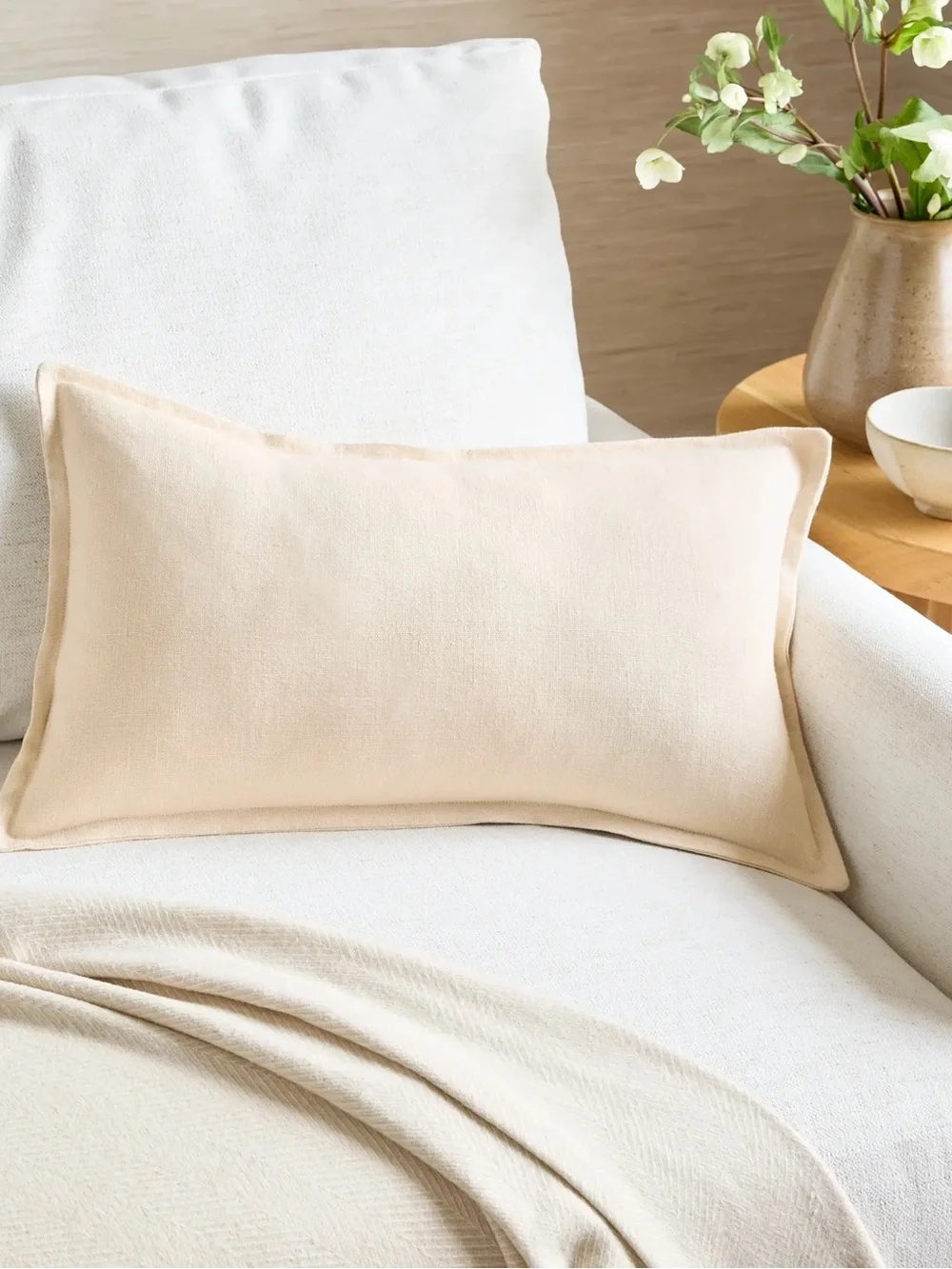 Quince European Linen Flange Edge Pillow Cover Natural 12x20